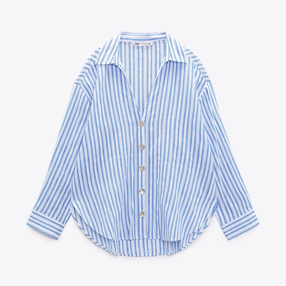 ZARA OVERSIZED LACE INSERT SHIRT